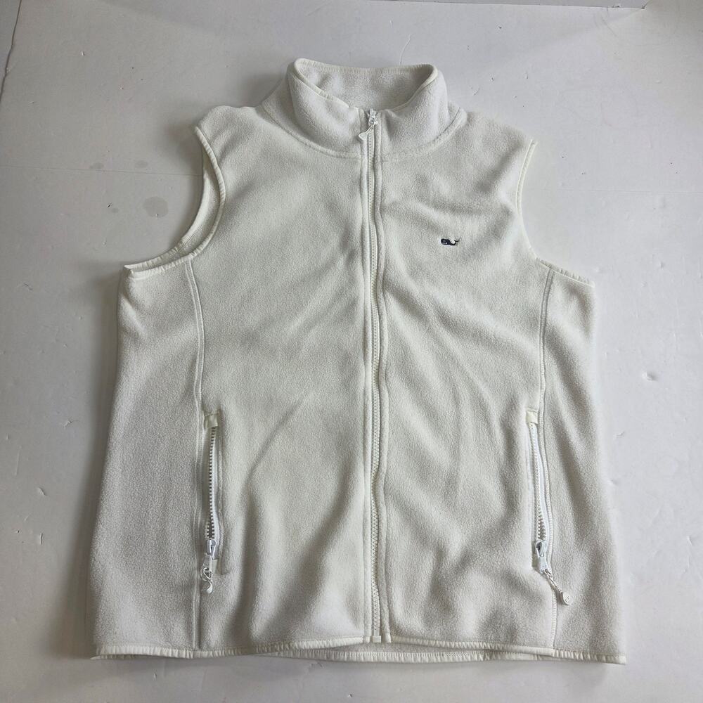 Vineyard Vines Jacket Womens Medium White Vest Fleece Full Zip Outdoors Ladies